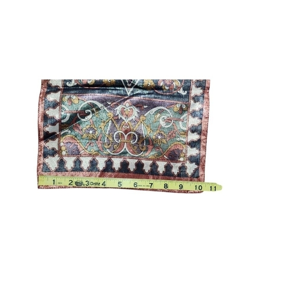 Oscar de la Renta Vintage Metallic Geometric Scarf Italy 53x10.5 Gold Silver - Picture 8 of 9